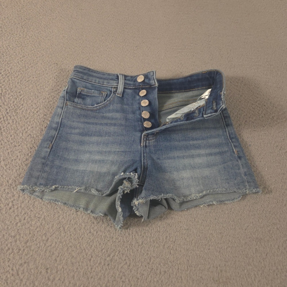 Vervet Shorts Womens XS Blue Masterful Super High Rise Stretch Denim Button Fly